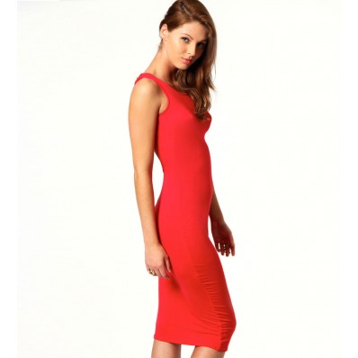 Red Cutout Back Sleeveless Vest Dress